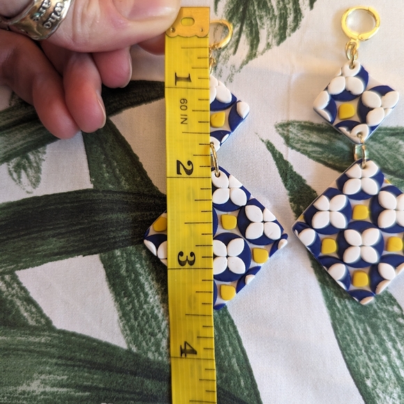Azulejo Tile Statement Earrings - Picture 5 of 13